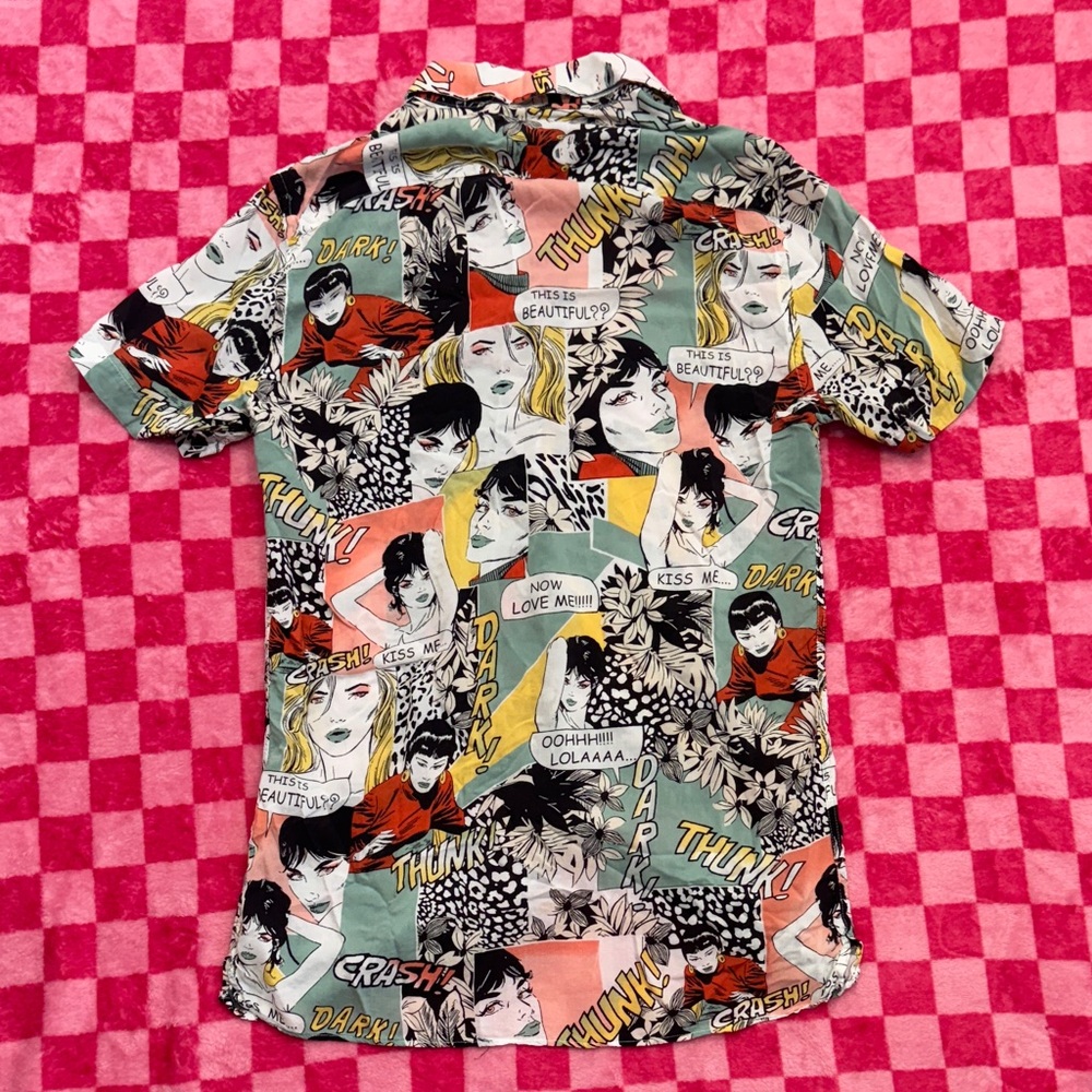 Zara Man Multicolor Graphic Button-Down Shirt - Picture 6 of 6